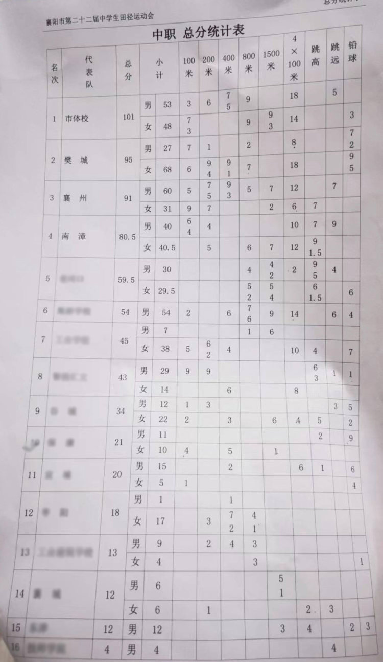 中职组总分统计表